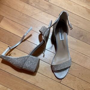 Steve Madden Glittering Silver Block Heels
